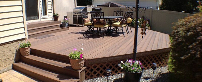 Fiberon Protect Advantage Cedar Capped Composite Decking: Planters are a budget-friendly way to add bursts of color around the deck. You can even grow vegetables in planters such as a “summer salad” container for tomatoes and cucumbers.