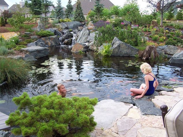 Natural Swimming Pools with Waterfalls: