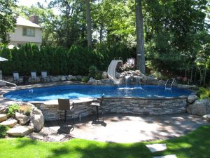 Elevated Backyard Terrain/Swimming Pool: