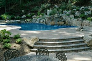 Pool Landscaping by Deck and Patio