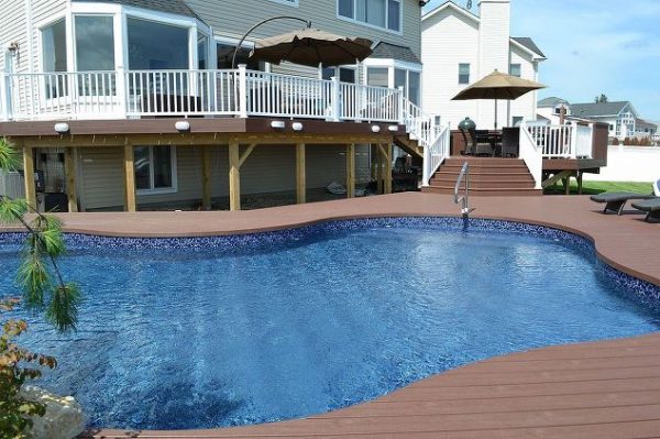 Elegant Multi-Level Trex Deck with Pool Surround: