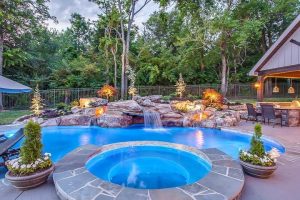Completed Pool, Spa, and Water Feature for Pool Kings on DIY Network