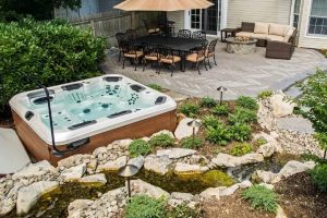 Hot Tub Patio by Deck and Patio