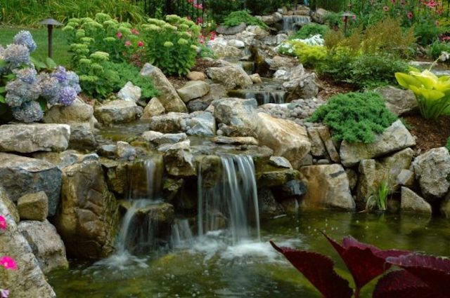 Backyard Stream and Pond (Long Island/NY) by Deck and Patio