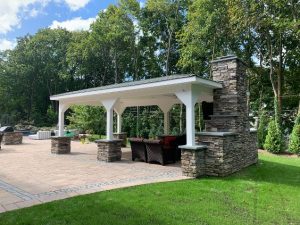 Custom Pavilion with Outdoor Fireplace: